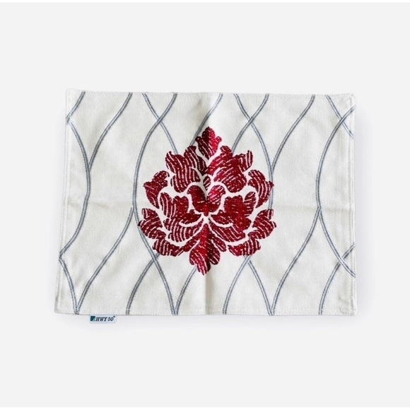 2x HWY 50 Burgundy Red Placemats for Kitchen Indoor Dining Room Linen Table Mats - Picture 3 of 4